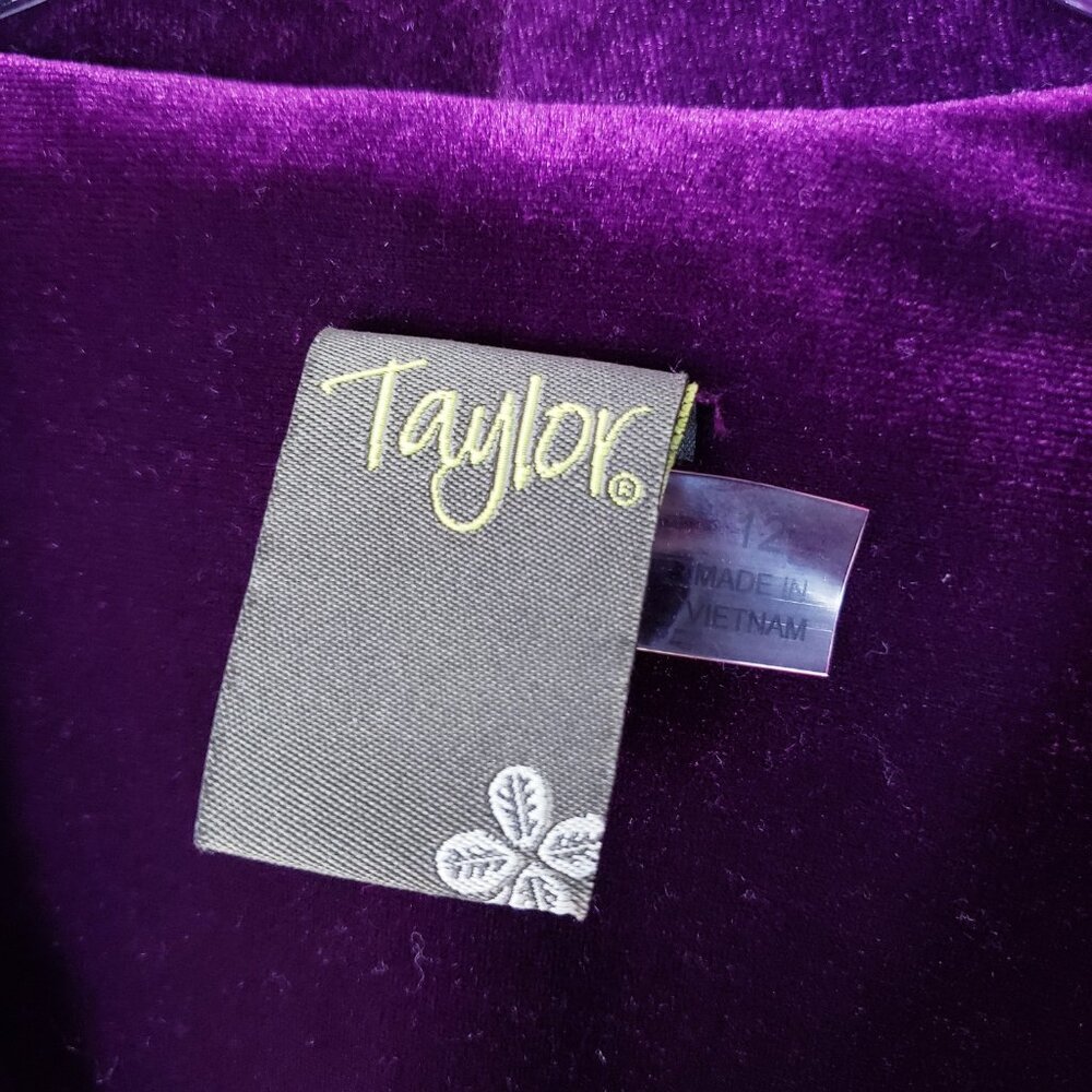 Taylor Velvet Trapeze Dress Purple Ruffled Whimsigoth Victorian Boho size 12 - Picture 5 of 14